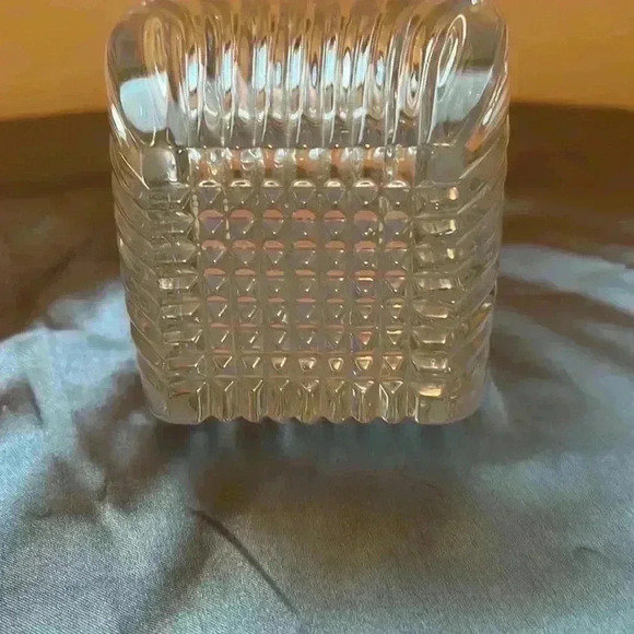 Art Deco 1980's Cut Glass
Crystal Square Shaped Etched Floral Flower  Vase - Picture 6 of 8